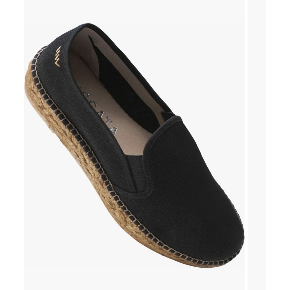 Viscata Barcelona Castell Canvas Espadrille Platform Shoes Black Size 39 US 8.5